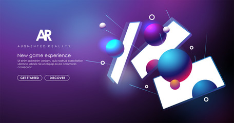 Augmented reality Creative banner. AR technology concept for web and app. Concept with Abstract background.