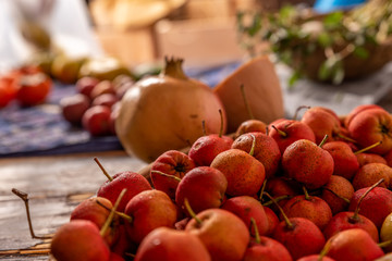 Fruits, vegetables and other ingredients on the table