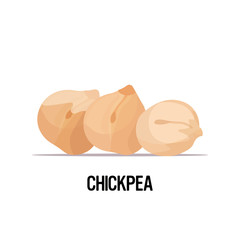 chickpea seeds organic healthy vegetarian food on white background vector illustration