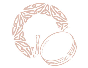 ケルト、アイルランド、楽器がテーマのイラスト背景素材