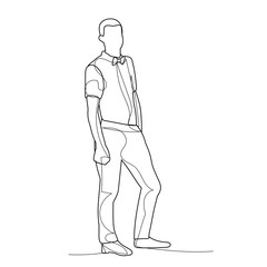 vector, isolated, one line drawing man, businessman, sketch