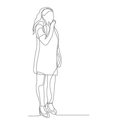  isolated, one-line drawing woman surprised