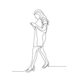 vector, isolated, one line drawing of a woman walking
