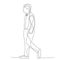  isolated, one line drawing of a man walking