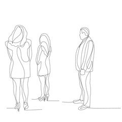vector, isolated, one line drawing people
