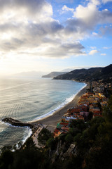 Varigotti (SV), Italy - December 30, 2017: View of Varigotti village from Crena Point, Italian Riviera, Savona, Liguria, Italy