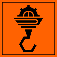 hoist or crane hook caution signage vector