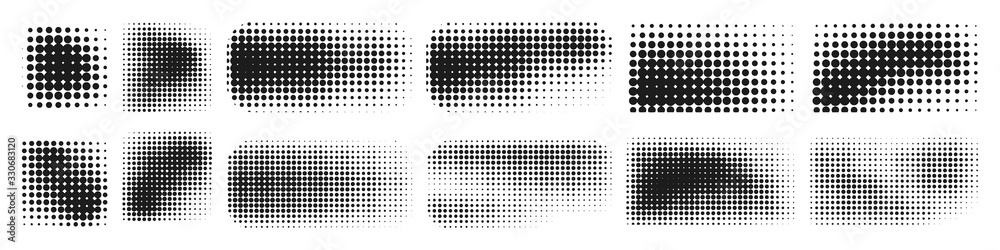 Wall mural halftone effect design elements. abstract shapes.
