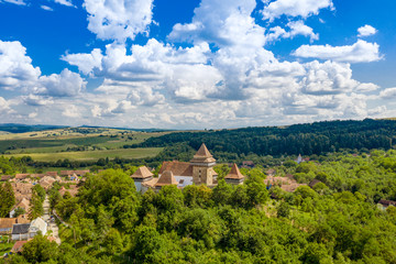 Romania summer landscape at Viscri Fortified Church in  Transylvania