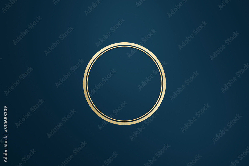 Aufkleber blank logo frame with modern style on dark blue background. empty template for design emblem and rou