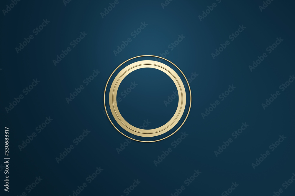 Aufkleber blank logo frame with modern style on dark blue background. empty template for design emblem and rou