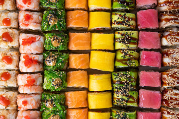 Closeup of sushi rolls