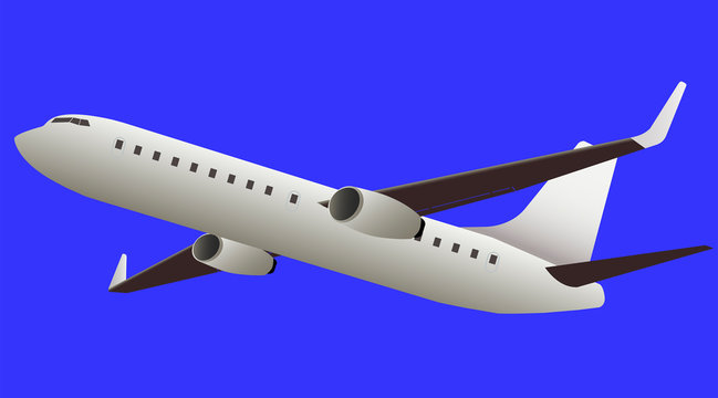 take-off passenger jet plane against sky blue