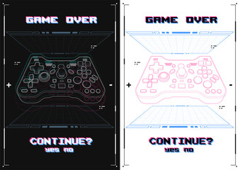 joystick with many buttons, modern gamepad art illustration. Modern poster for print and web. © Andrew Derr