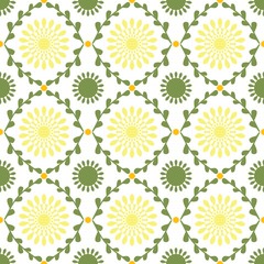 Spring floral pattern colleciton. Pink, yellow and green pattern elements in vector seamless pattern tiles. 