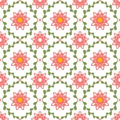 Fototapeta na wymiar Spring floral pattern colleciton. Pink, yellow and green pattern elements in vector seamless pattern tiles. 