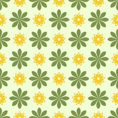 Spring floral pattern colleciton. Pink, yellow and green pattern elements in vector seamless pattern tiles. 