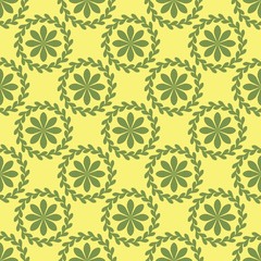 Spring floral pattern colleciton. Pink, yellow and green pattern elements in vector seamless pattern tiles. 