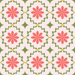 Spring floral pattern colleciton. Pink, yellow and green pattern elements in vector seamless pattern tiles. 