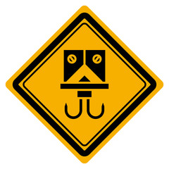 hoist or crane hook symbol yellow signage