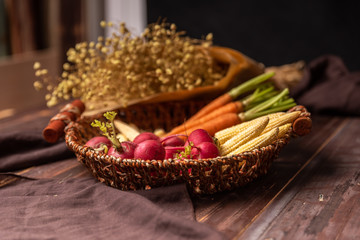 Red radish on the table