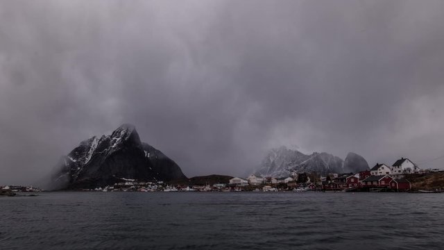 incredible time lapse of reine soaked in by fog at the lofoten islands