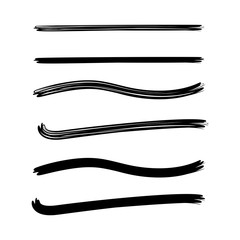 black brush stroke line vector set