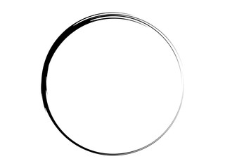 Grunge circle made of black ink.Thin black marking element made for your project.