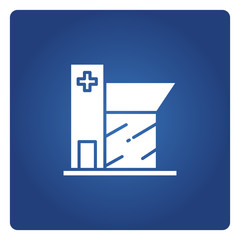 hospital icon on blue background