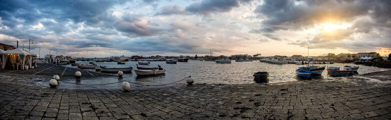 small harbor of the sea village Marzamemi, Sicily
