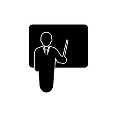 Teacher with stick icon on white background. Simple element illustration from education concept.