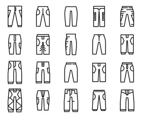 trousers and pants icons line design