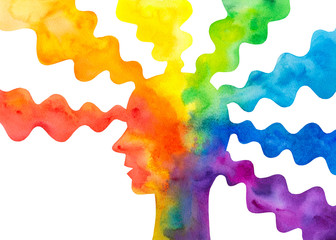 Disegno grafico salute mentale. Pensieri positivi.