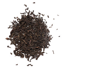 tea leafs on a white background