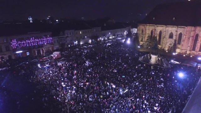 Thousands Of People Protesting Against Corruption. Romania, Cluj, February 2017