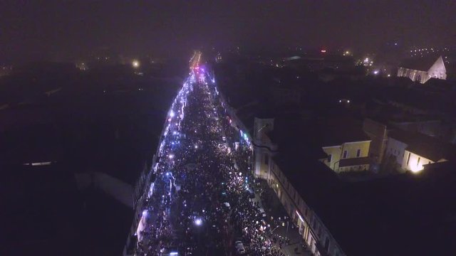 Thousands Of People Protesting Against Corruption. Romania, Cluj, February 2017