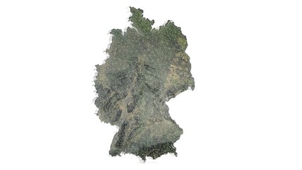 3D map of Germany. Map of Germany land border with flag. Germany map on white background. 3d...