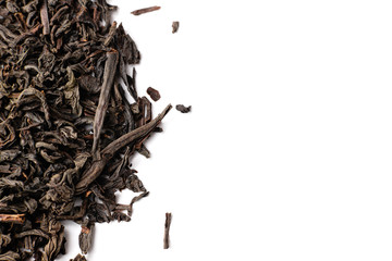 tea leafs on a white background