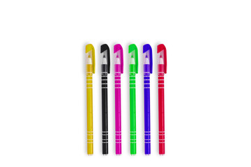 Colorful of pen isolated on white background
