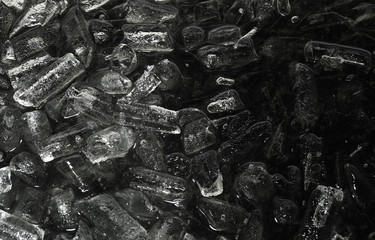 Close up of ice tubes on black background.Abstract Background.