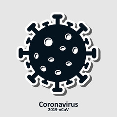 Coronavirus Bacteria Icon, 2019-nCoV Coronavirus Bacteria icon. Coronavirus outbreak Stop virus. Isolated vector icon of virus on grey background for poster, banner, flyer.