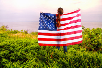 US flag girl