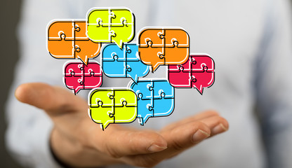 speech bubbles. People Chatting. 3d illustration of a communication concept, relating to feedback 3d