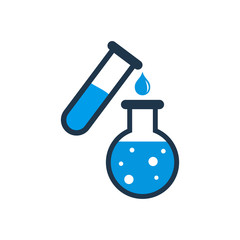Chemical Icon Flat Design. Test tube and flask icon
