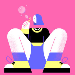 girl with snowboard playing uniform girl