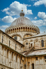 Fototapeta na wymiar An ancient, ornately decorated, domed church in Pisa, Italy