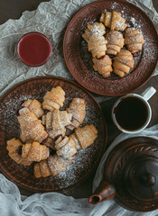 Croissants dusted with powdered sugar