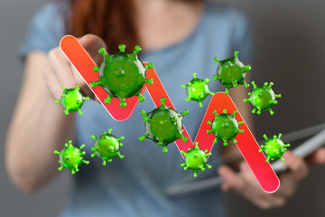 Financial stock graph has down from virus corona outbreak..