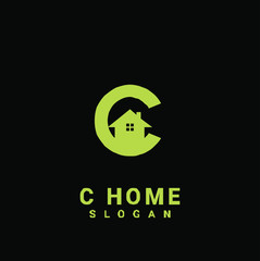 c home initial gold logo icon design