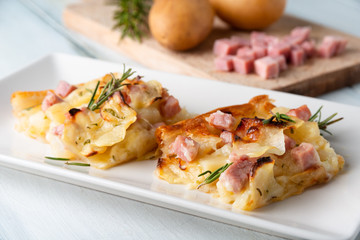 Tortino salato con prosciutto cotto e patate 